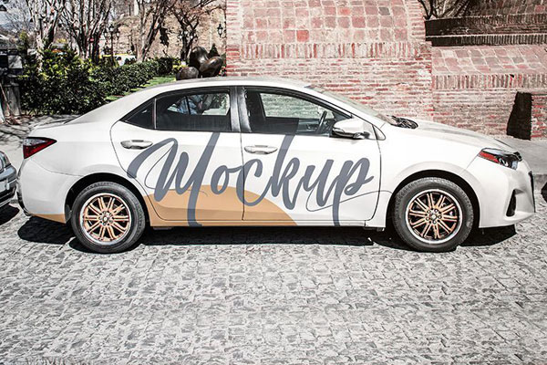 Side View of a Parked Car Mockup