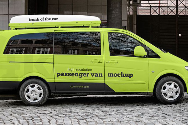 Side View of a Realistic Passenger Van Mockup