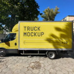 Side View of Box Truck Mockup