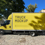 Side View of Box Truck Mockup