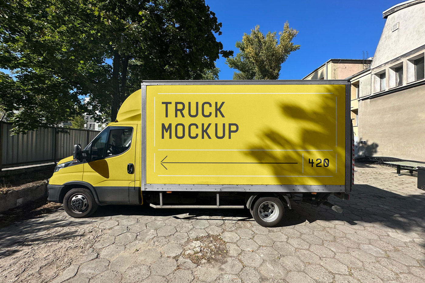 Side View of Box Truck Mockup FREE PSD
