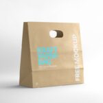 Side View of Die Cut Kraft Paper Bag Mockup
