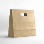 Side View of Die Cut Kraft Paper Bag Mockup