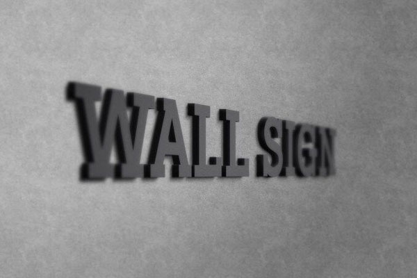 Side View of 3D Wall Sign Logo Mockup / Text Effect