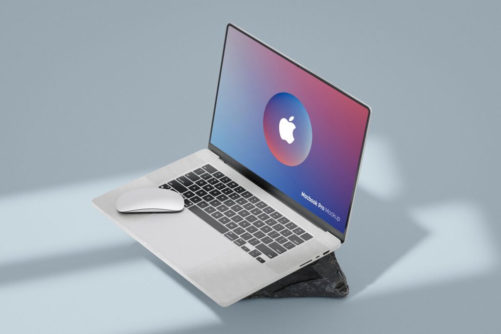Side View of MacBook Pro Mockup in Sunbeam Aura