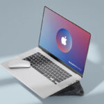 Side View of MacBook Pro Mockup in Sunbeam Aura