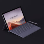 Side View of Microsoft Surface Pro 7+ Mockup