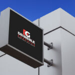 Side View of Modern Square Signboard Mockup