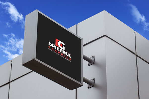 Side View of Modern Square Signboard Mockup