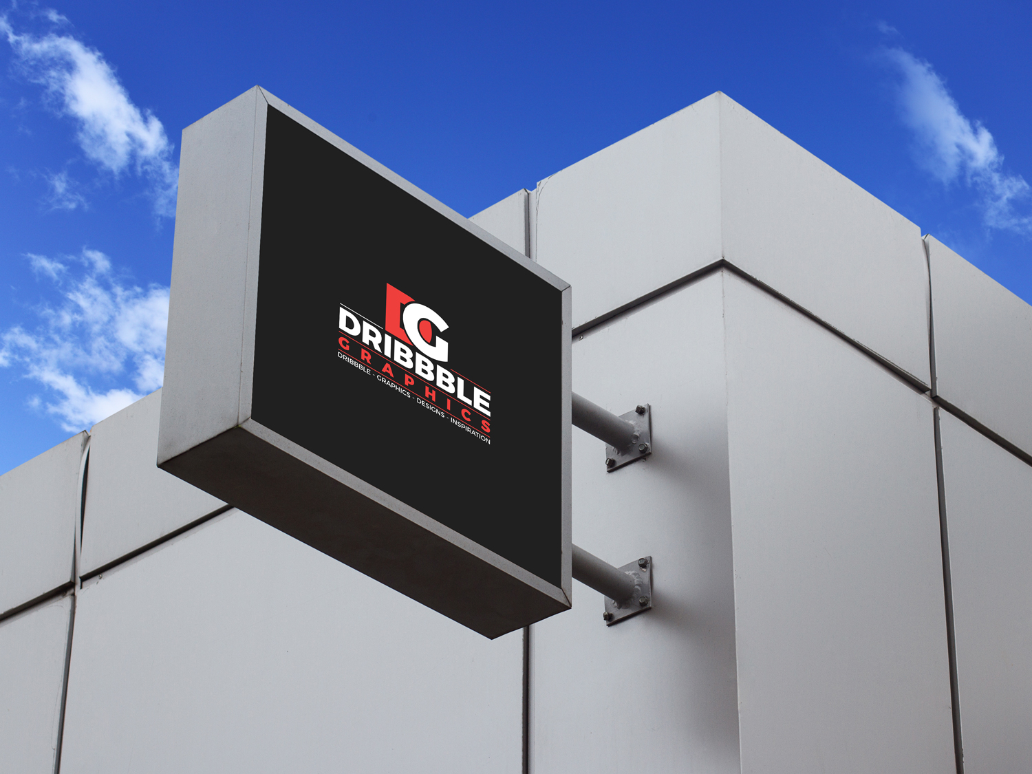 Side View of Modern Square Signboard Mockup for Outdoor Advertisement FREE PSD