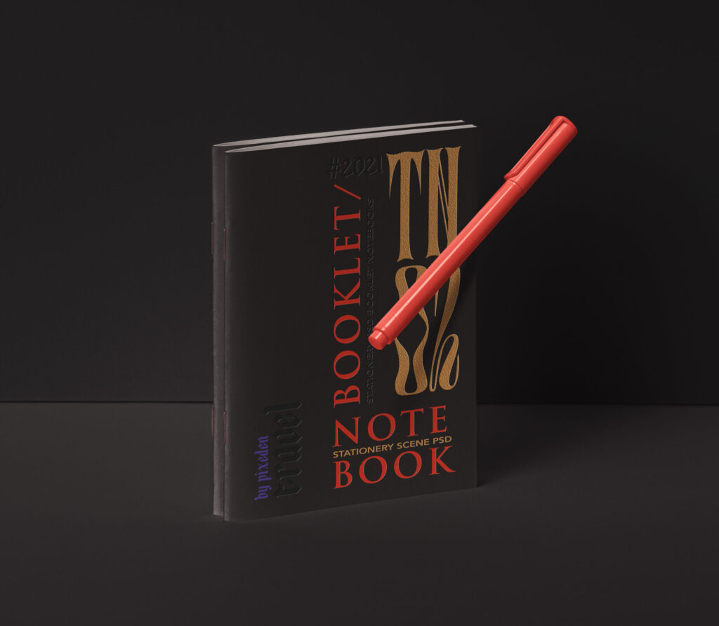 Side View of Modern Stationery Notebook Mockup Set