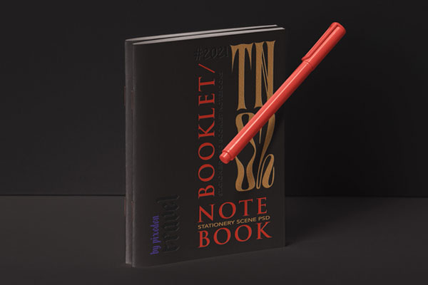 Side View of Modern Stationery Notebook Mockup Set
