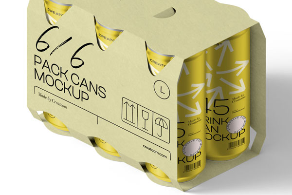 Side View of Pack Cans Mockup