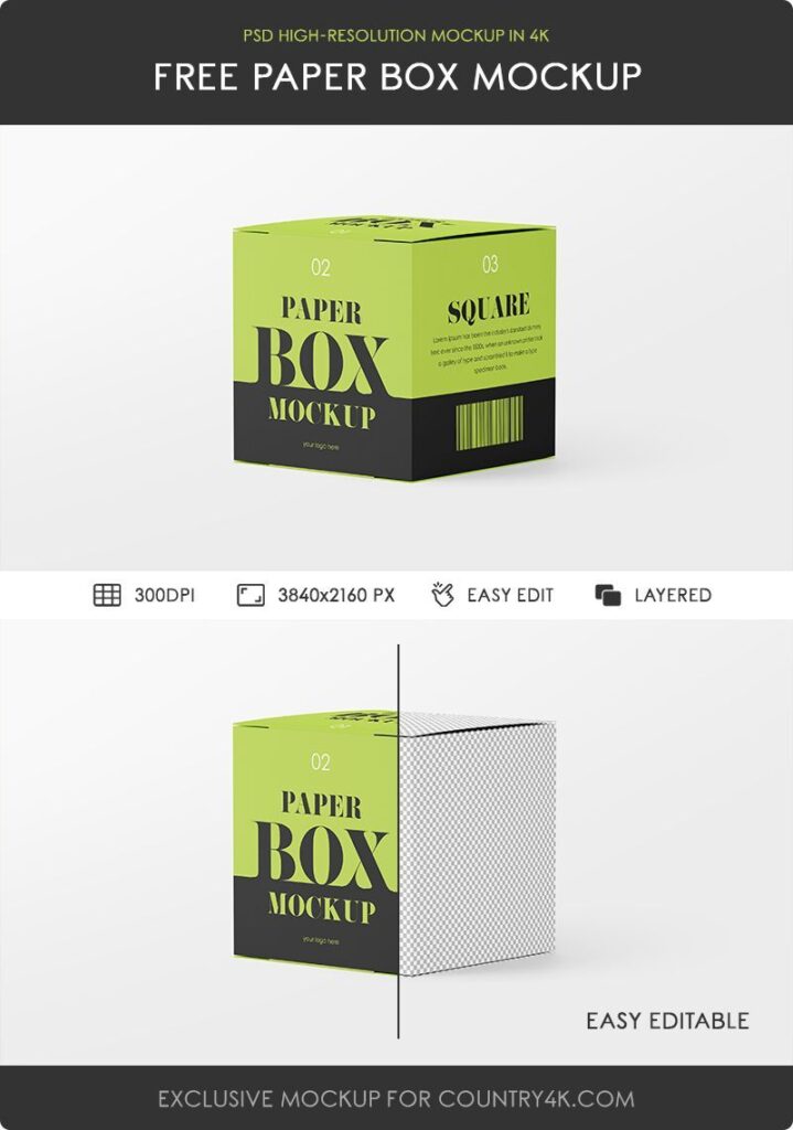Side View of Paper Box Packaging Mockup