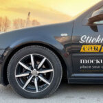 Side View of Sticker Car Mockup