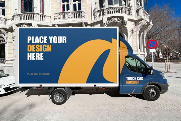 Side View of Truck Car Mockup