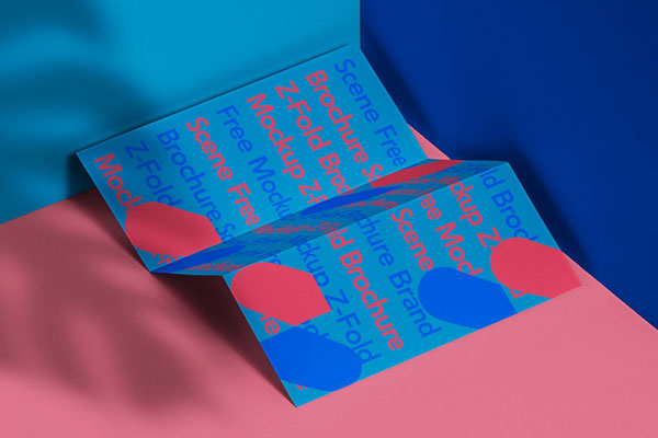 Side View of Z Fold Brochure Mockup