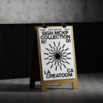 Sidewalk Sandwich Board Mockup in Perspective View