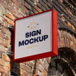 Sign Attached to Wall Mockup