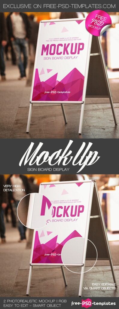 Sign Board Display Mockup in a Side Walk