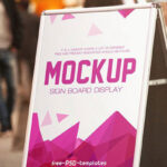 Sign Board Display Mockup in a Side Walk