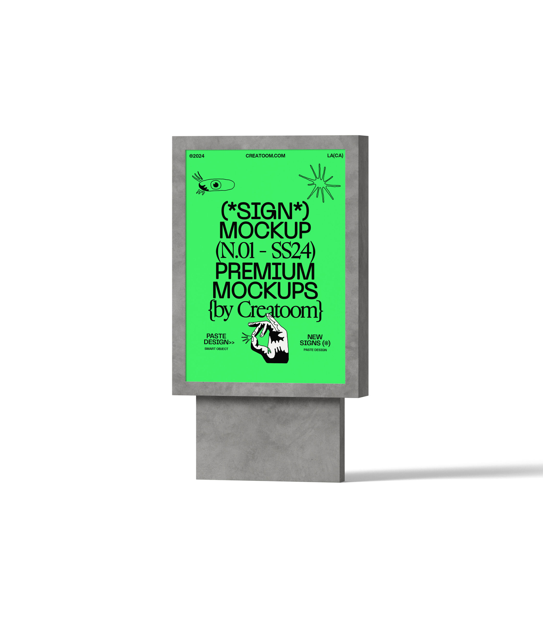 Free Signboard Display Poster Mockup in Front View PSD Template