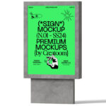 Signboard Display Poster Mockup in Front View