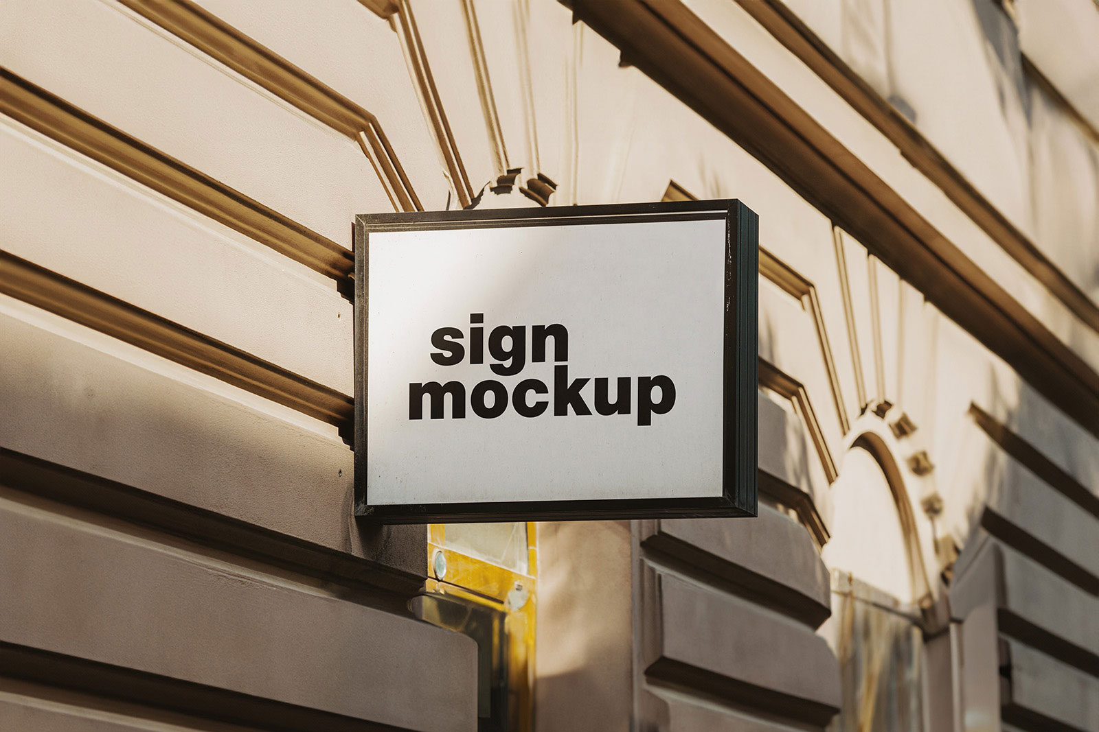 Free Signboard Mockup on Building Wall PSD Template