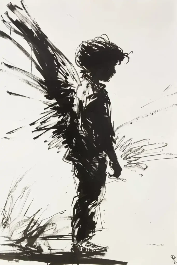 Silhouette Child with Wings
