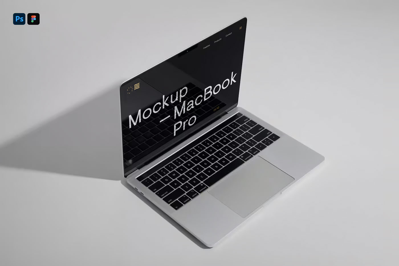 Free Silver MacBook Pro Mockup PSD Template