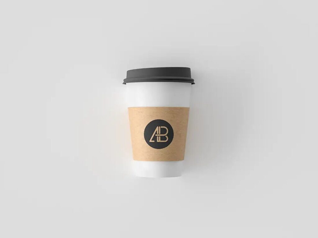 Simple Coffee Cup Wearing Black Lid Mockup
