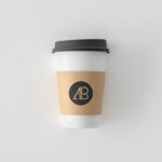 Simple Coffee Cup Wearing Black Lid Mockup