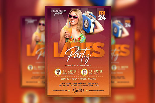 Simple Colorful Ladies Nightclub Party Flyer Template
