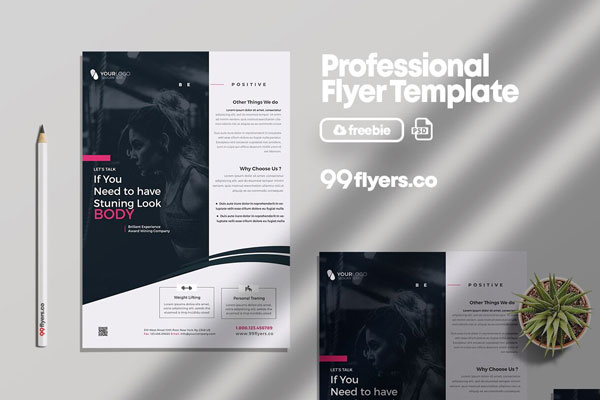 Simple Gym Fitness Flyer Template