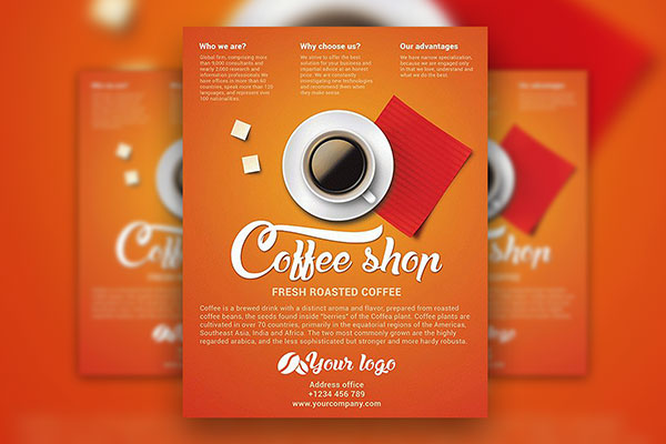 Simple Modern Coffee Shop Flyer and Facebook Cover Template