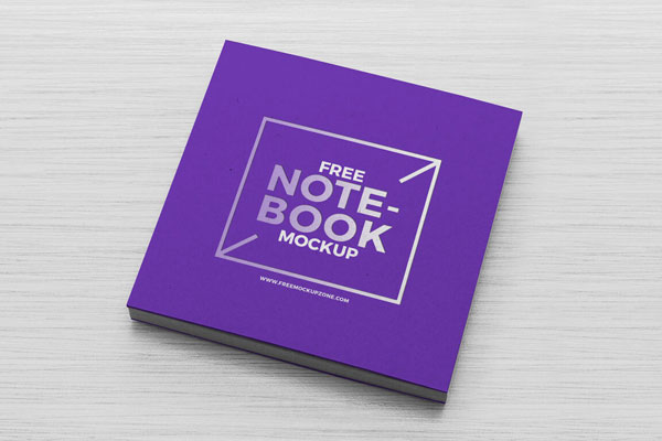 Overhead View of Simple Square Shape Notebook Mockup