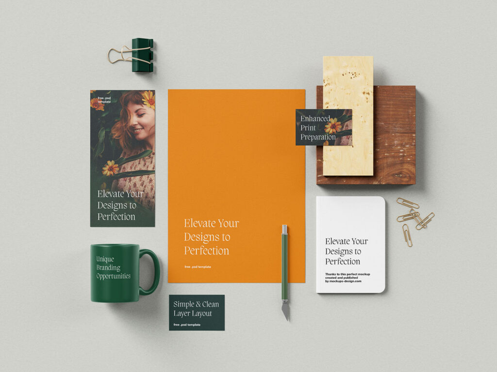 Simple Stationery Mockup in 5 Different Sights