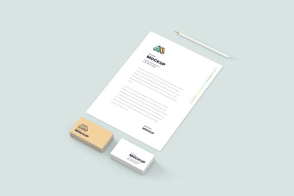 Simple Stationery Mockup in Perspective View