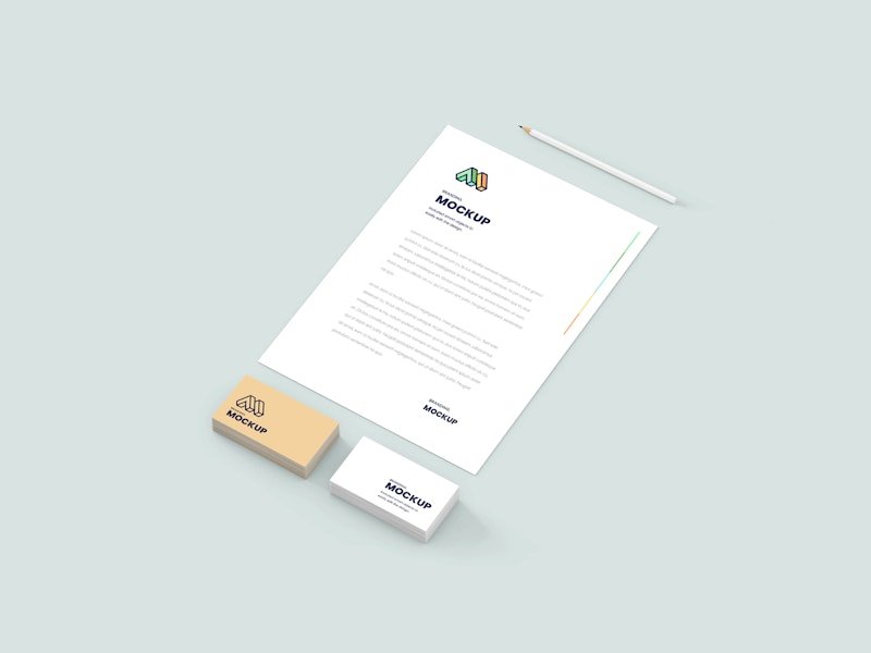 Simple Stationery Mockup in Perspective View