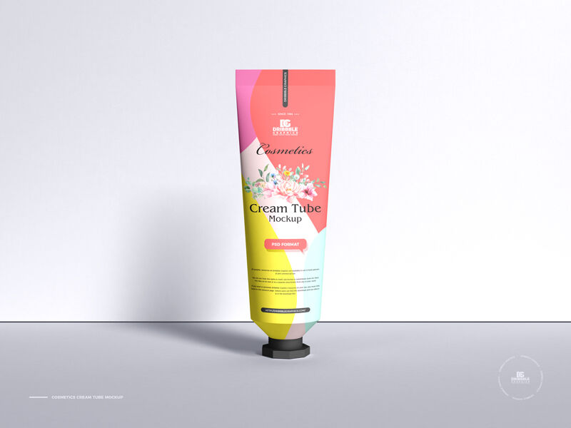 Single Cosmetics Cream Tube Mockup Standing on Its Head