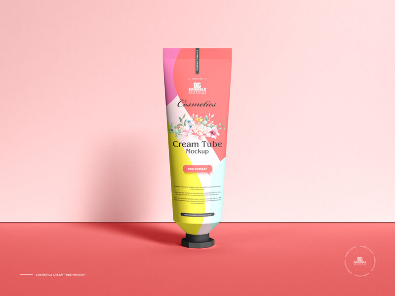Single Cosmetics Cream Tube Mockup Standing on Its Head