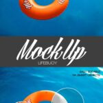 Single Lifebuoy Ring Mockup in the Water