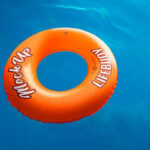 Single Lifebuoy Ring Mockup in the Water