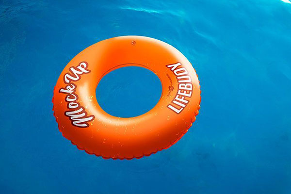 Single Lifebuoy Ring Mockup in the Water