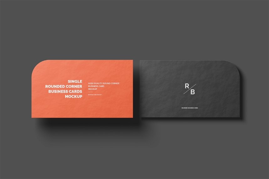 Single Round Corner Business Card Mockup in 4 Shots