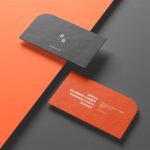 Single Round Corner Business Card Mockup in 4 Shots