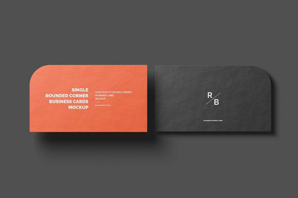 Single Round Corner Business Card Mockup in 4 Shots