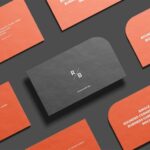 Single Rounded Corner Business Card Mockup in 4 Different Sights