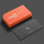 Single Rounded Corner Business Card Mockup in 4 Different Sights