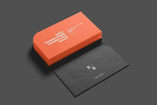 Single Rounded Corner Business Card Mockup in 4 Different Sights